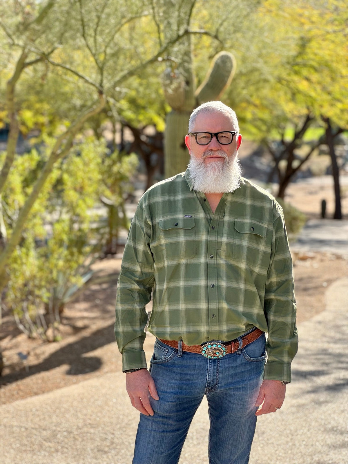 Jeff, Snake Oil co-founder, standing in the Sonoran desert