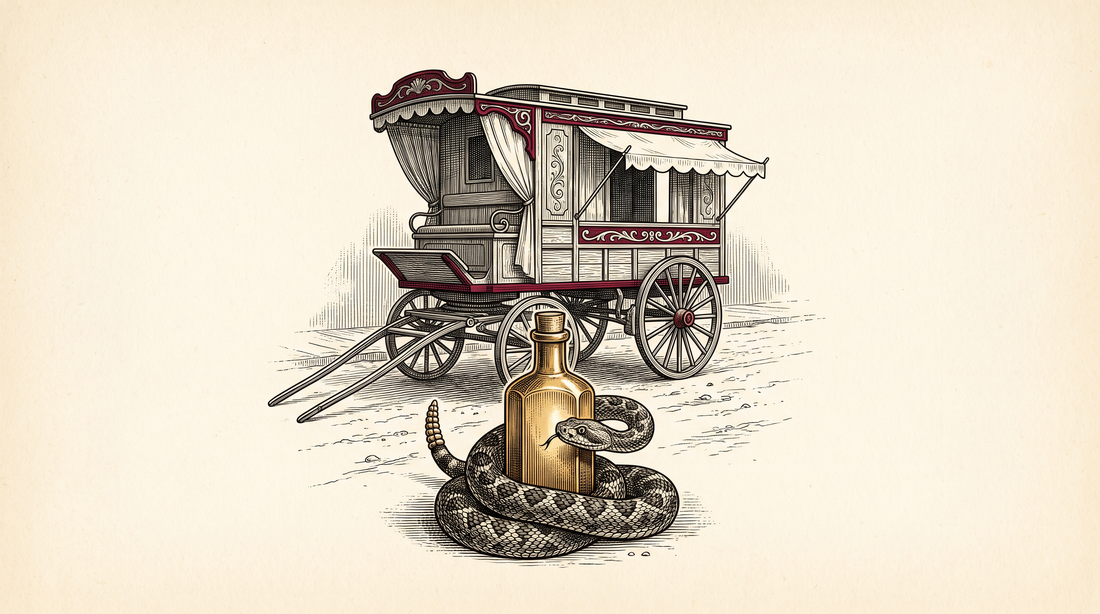 The Real History of Snake Oil — engraved illustration
