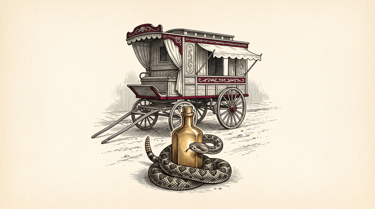 The Real History of Snake Oil — engraved illustration
